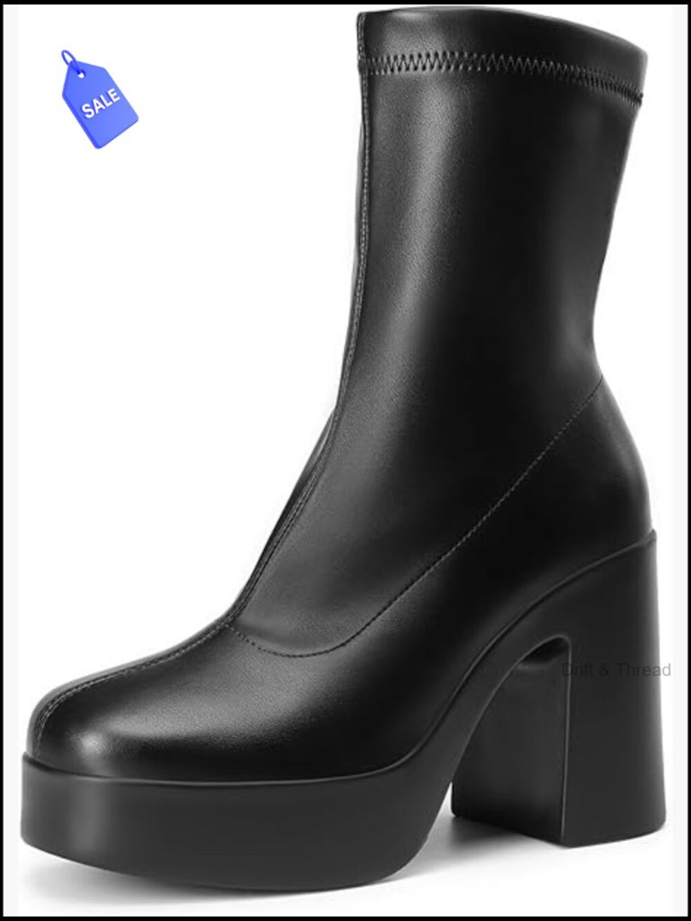 Chunky Platform Ankle Boots Y2K Square Toe Side Zipper Lug Sole